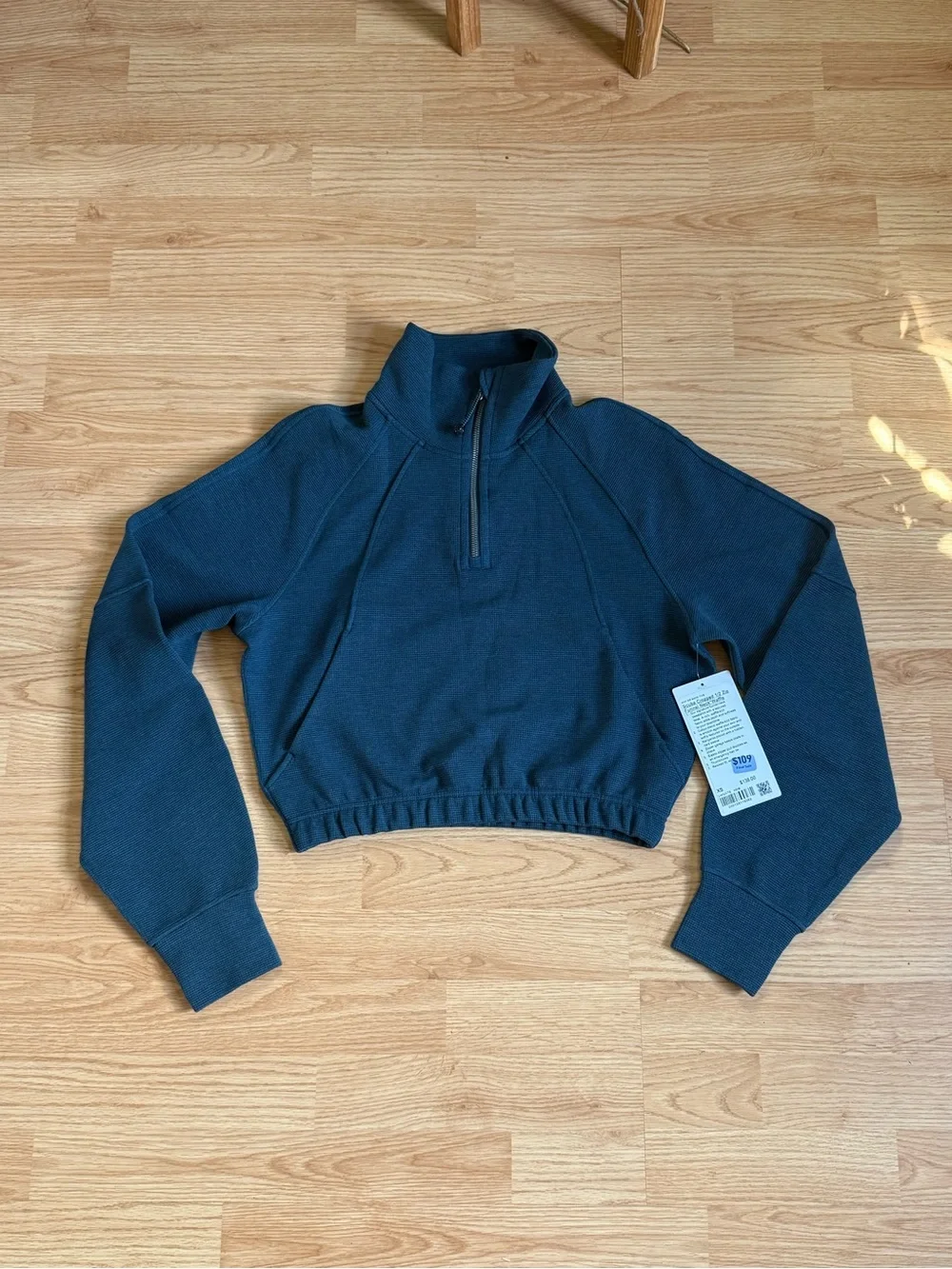 lululemon Scuba Cropped Half-Zip Funnel Neck Waffle in Heather Indochine Blue